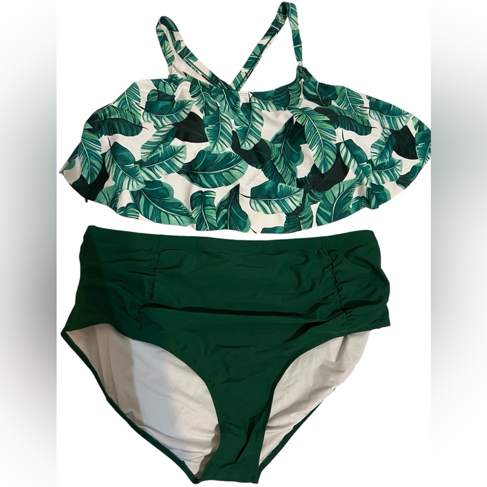 NWOT Cupshe Women’s 2 piece bikini swimsuit w/flounce top- top & bottoms sz 4XL